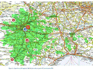 Cartina con trasmettitori Piemonte Occidentale